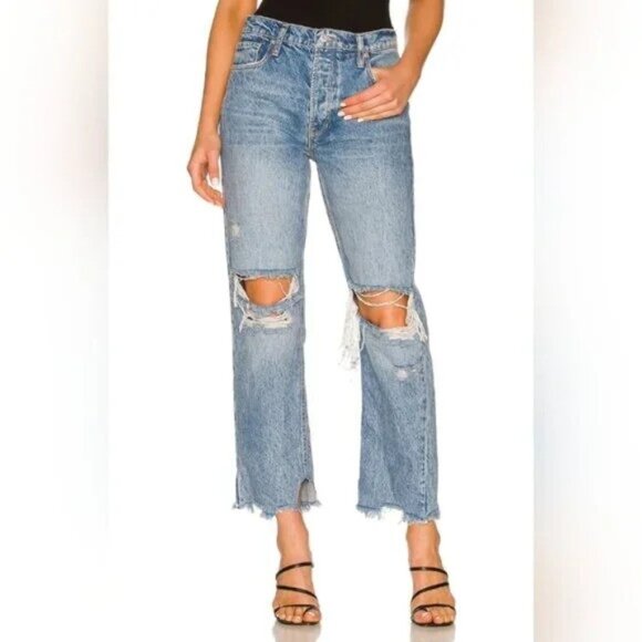 Free People We The Free Tapered Baggy Boyfriend Distressed Jeans Women's 26 - Picture 1 of 8